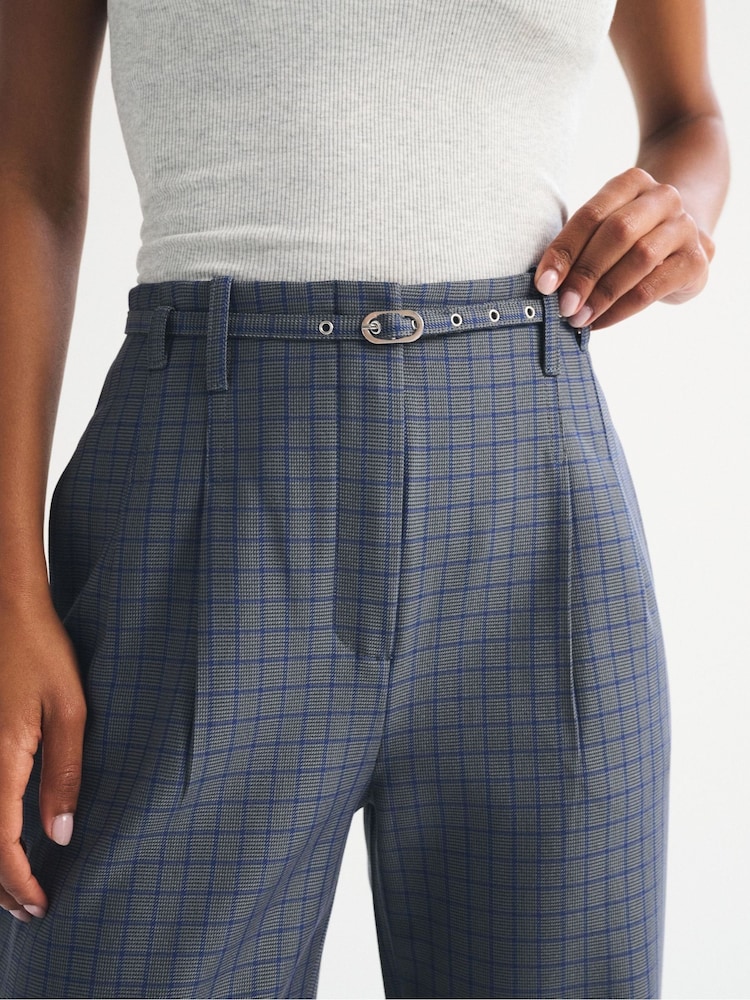 Abercrombie & Fitch Grey Sloane Check Belt Trousers - Image 2 of 5