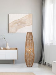 Searchlight Brown Arlo Natural Rattan Floor Lamp - Image 1 of 4