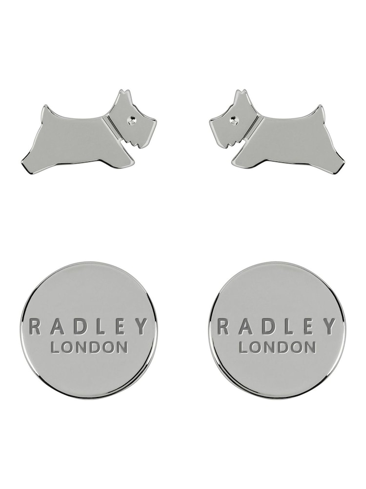 Radley Ladies Silver Tone Leaping Dog Twin Pack Stud Earrings - Image 1 of 4