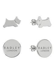 Radley Ladies Silver Tone Leaping Dog Twin Pack Stud Earrings - Image 3 of 4