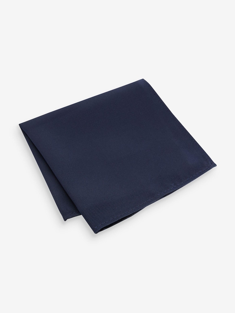 Navy Blue Recycled Polyester Twill Pocket Square - Image 2 of 3