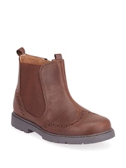 Start-Rite Chelsea Brown Leather Zip-Up Brogue Boots Standard Fit - Image 1 of 7