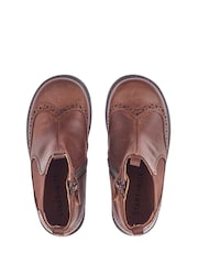 Start-Rite Chelsea Brown Leather Zip-Up Brogue Boots Standard Fit - Image 4 of 7