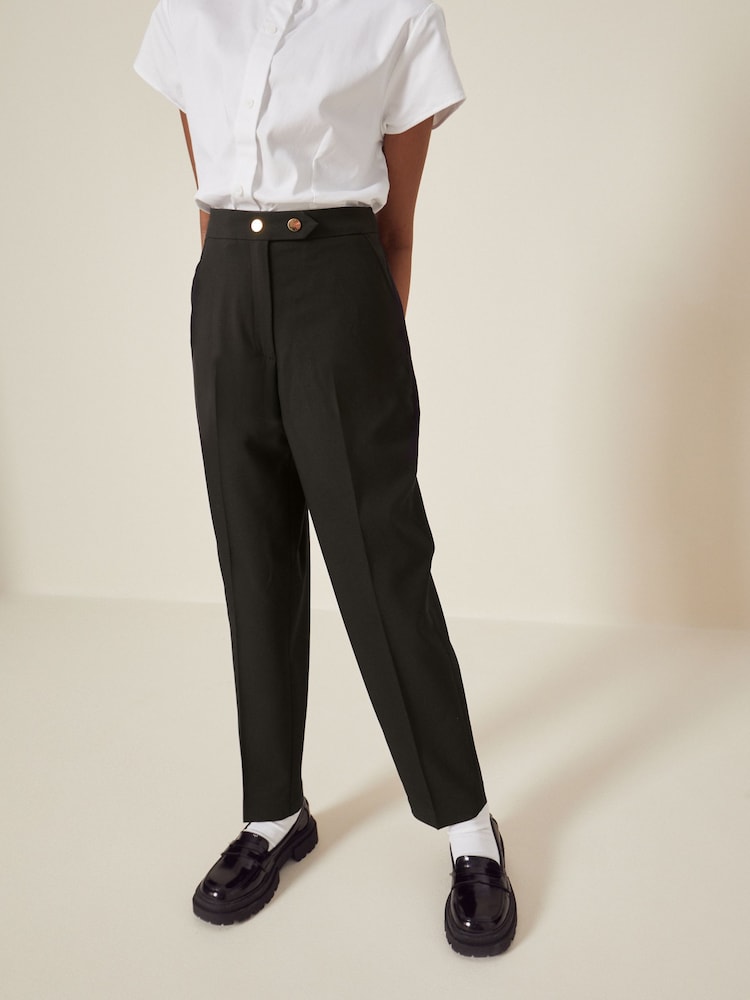 Longer Length Black Longer Length Senior Tapered Gold Snap School Trousers (9-18yrs) - Image 2 of 5
