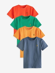 Multi Brights 100% Cotton Short Sleeve Stag Embroidered T-Shirts 4 Pack (3-16yrs) - Image 1 of 6