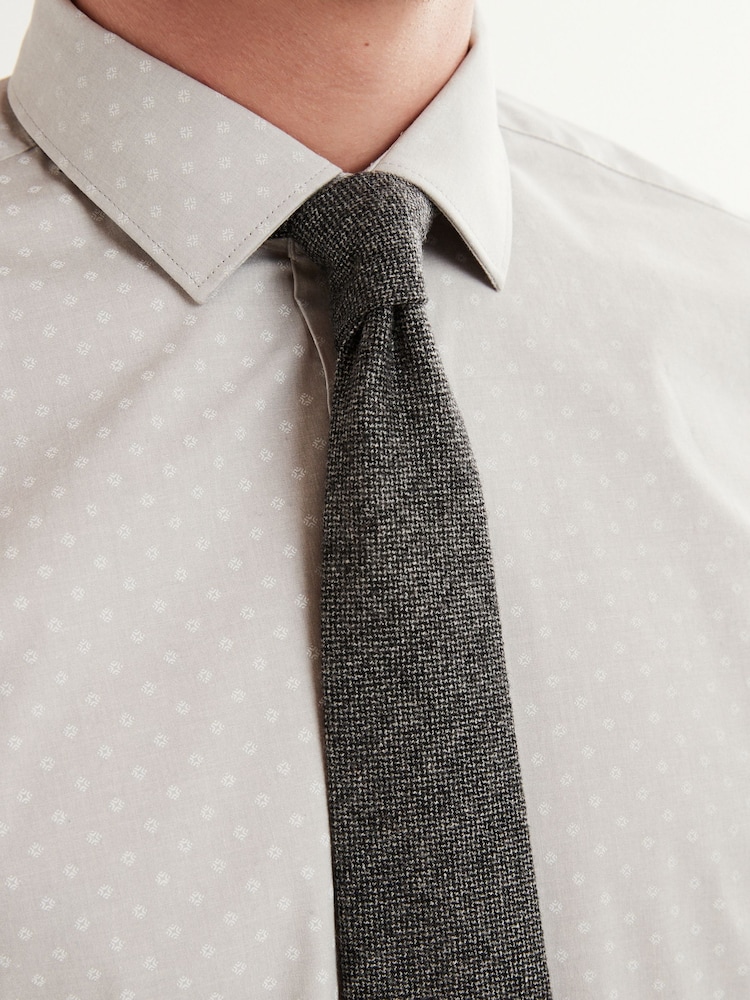 Charcoal Grey Twill Heritage Plain Tie - Image 4 of 4