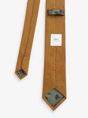 Yellow Gold/Green Floral Slim Tie And Pocket Square Set - Image 2 of 4