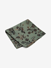 Yellow Gold/Green Floral Slim Tie And Pocket Square Set - Image 3 of 4
