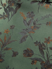 Yellow Gold/Green Floral Slim Tie And Pocket Square Set - Image 4 of 4