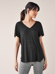 Black Next Active Sports Short Sleeve V-Neck Top - Image 1 of 5