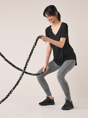 Black Next Active Sports Short Sleeve V-Neck Top - Image 2 of 5