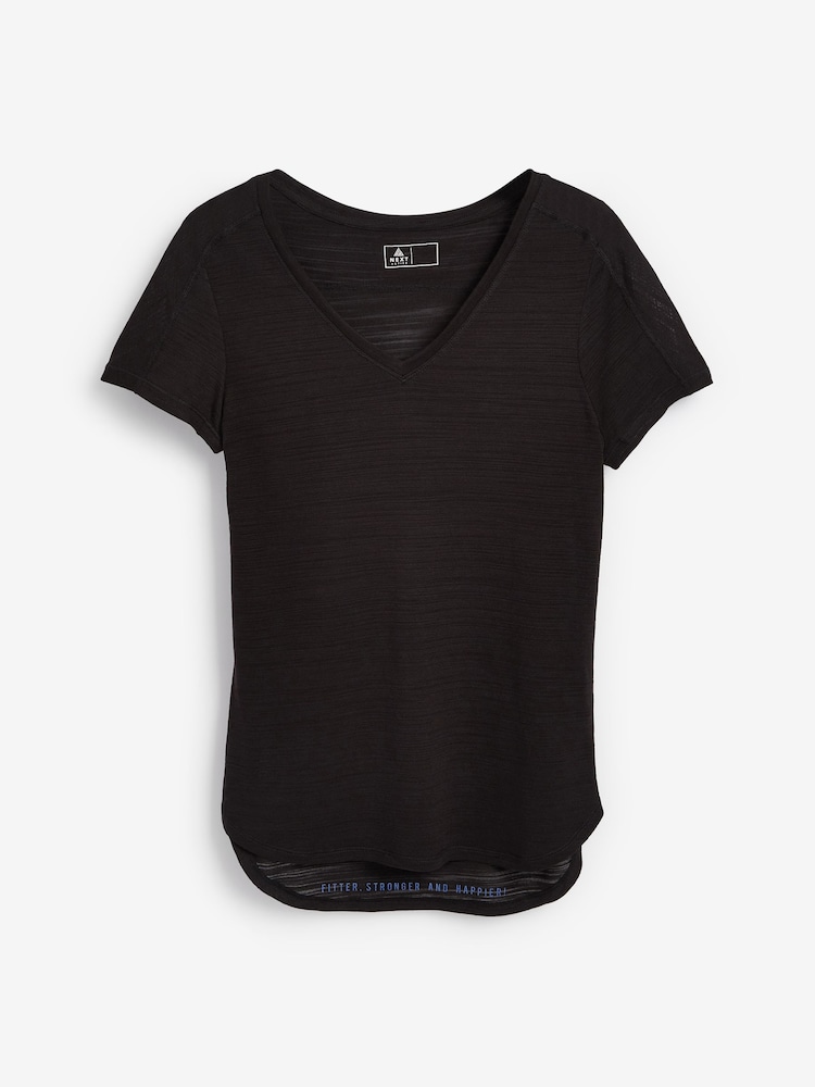 Black Next Active Sports Short Sleeve V-Neck Top - Image 5 of 5