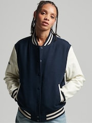 Superdry Blue White College Varsity Bomber Jacket - Image 1 of 7