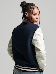 Superdry Blue White College Varsity Bomber Jacket - Image 2 of 7