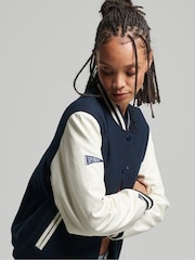 Superdry Blue White College Varsity Bomber Jacket - Image 4 of 7