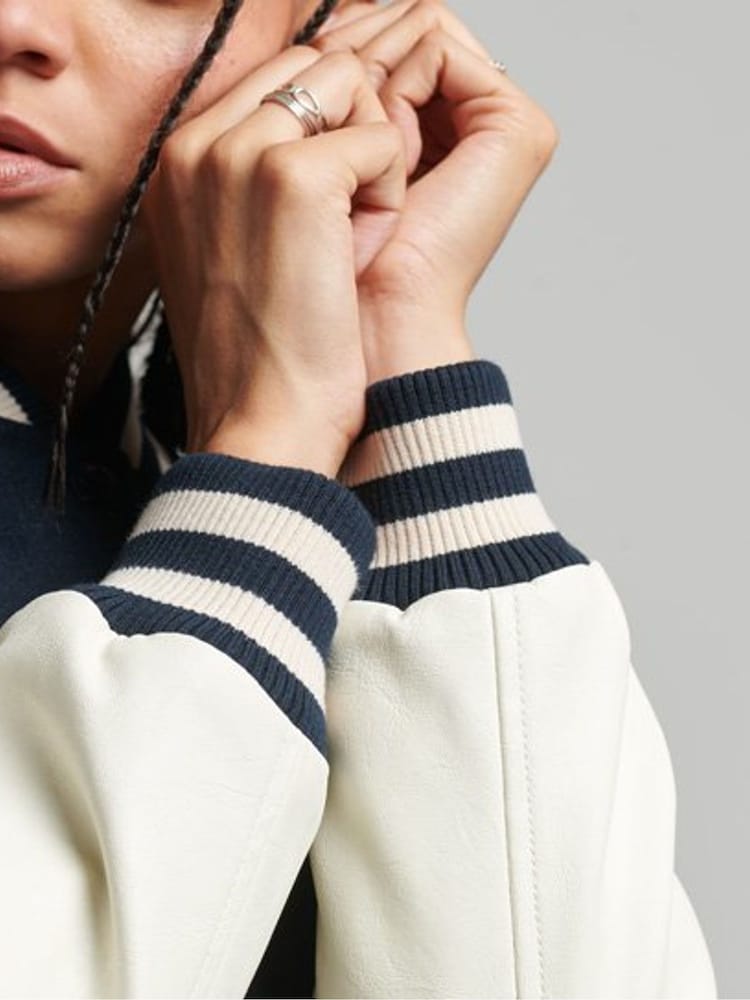 Superdry Blue White College Varsity Bomber Jacket - Image 5 of 7