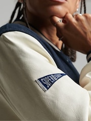 Superdry Blue White College Varsity Bomber Jacket - Image 6 of 7