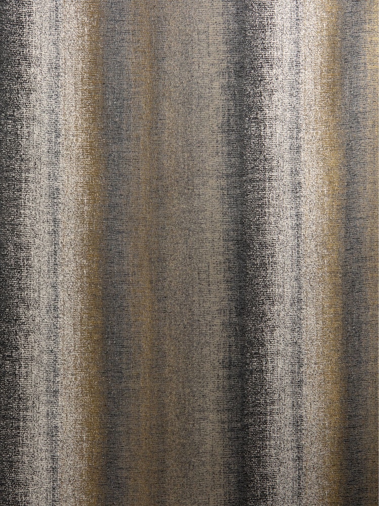 Black/Bronze Metallic Stripe Pencil Pleat Lined Curtains - Image 4 of 4 Black/Bronze Metallic Stripe Pencil Pleat Lined Curtains - Image 4 of 4