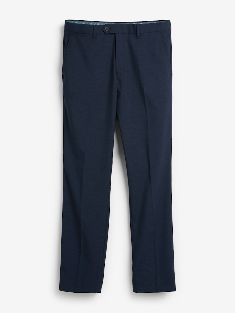 Blue Slim Textured Trousers With Motion Flex Waistband - Image 1 of 6