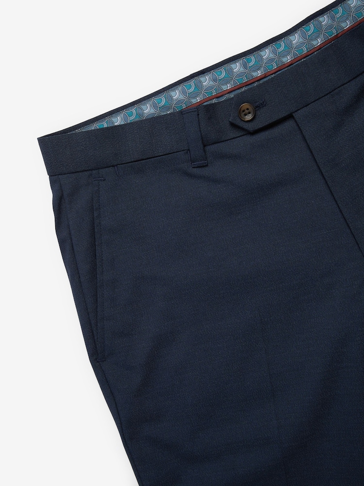 Blue Slim Textured Trousers With Motion Flex Waistband - Image 2 of 6