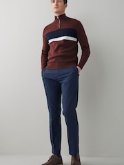 Blue Slim Textured Trousers With Motion Flex Waistband - Image 3 of 6