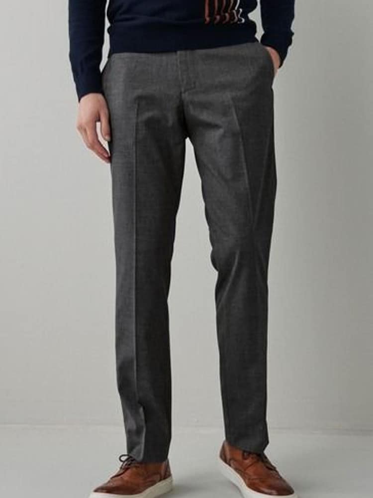 Charcoal Grey Textured Trousers With Motion Flex Waistband - Image 1 of 4