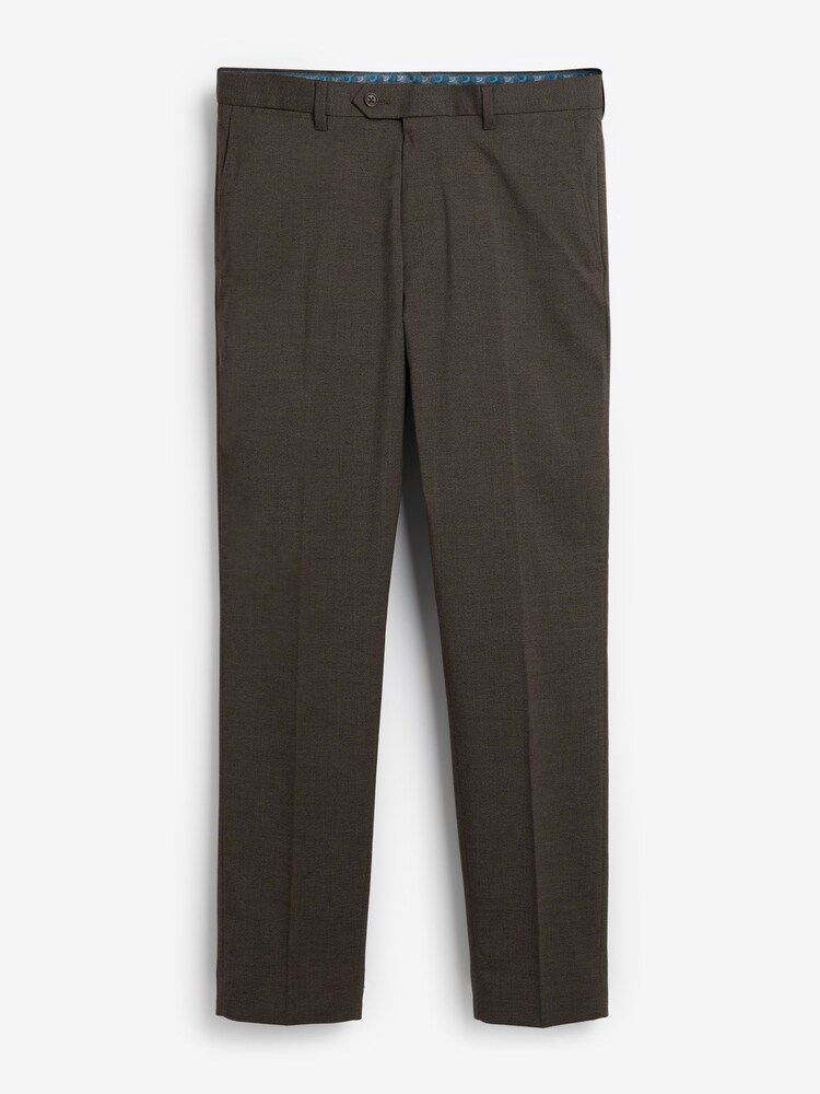 Taupe Slim Fit Textured Trousers With Motion Flex Waistband - Image 1 of 3