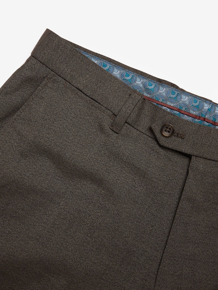 Taupe Slim Fit Textured Trousers With Motion Flex Waistband - Image 2 of 3