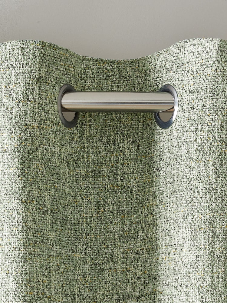 Green Bobble Texture Lined Eyelet Curtains - Image 4 of 5