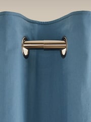 Blue Mid Blackout/Thermal Cotton Eyelet Curtains - Image 6 of 7