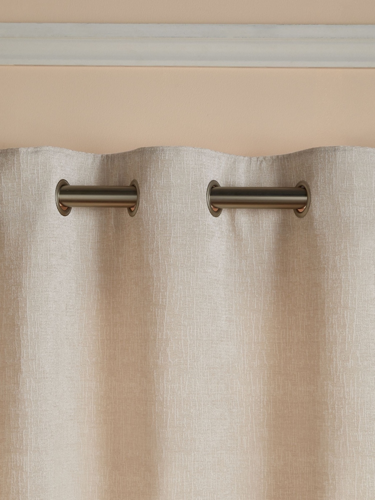Natural Light Heavyweight Chenille Eyelet Lined Curtains - Image 3 of 6