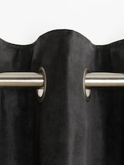 Black Matte Velvet Lined Curtains - Image 10 of 12