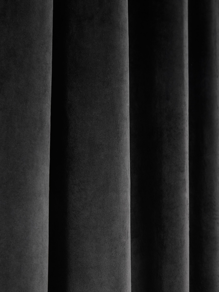 Black Matte Velvet Lined Curtains - Image 12 of 12