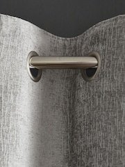 Grey Silver Heavyweight Chenille Eyelet Blackout/Thermal Curtains - Image 6 of 7