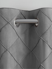 Grey Diamond Pleated Blackout Eyelet Curtains - Image 4 of 7