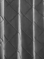 Grey Diamond Pleated Blackout Eyelet Curtains - Image 5 of 7