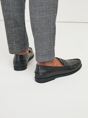 Black Leather Leather Penny Loafers - Image 2 of 8