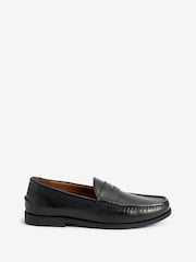 Black Leather Leather Penny Loafers - Image 4 of 8