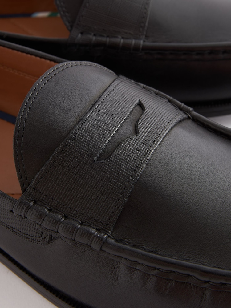Black Leather Leather Penny Loafers - Image 5 of 8