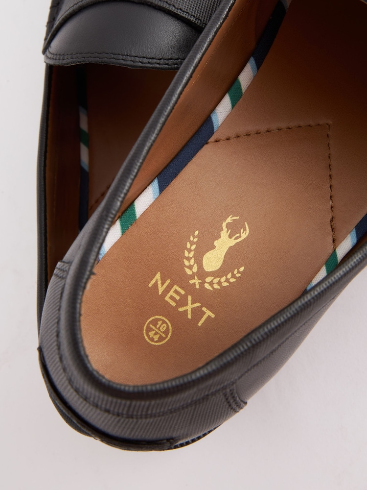Black Leather Leather Penny Loafers - Image 6 of 8