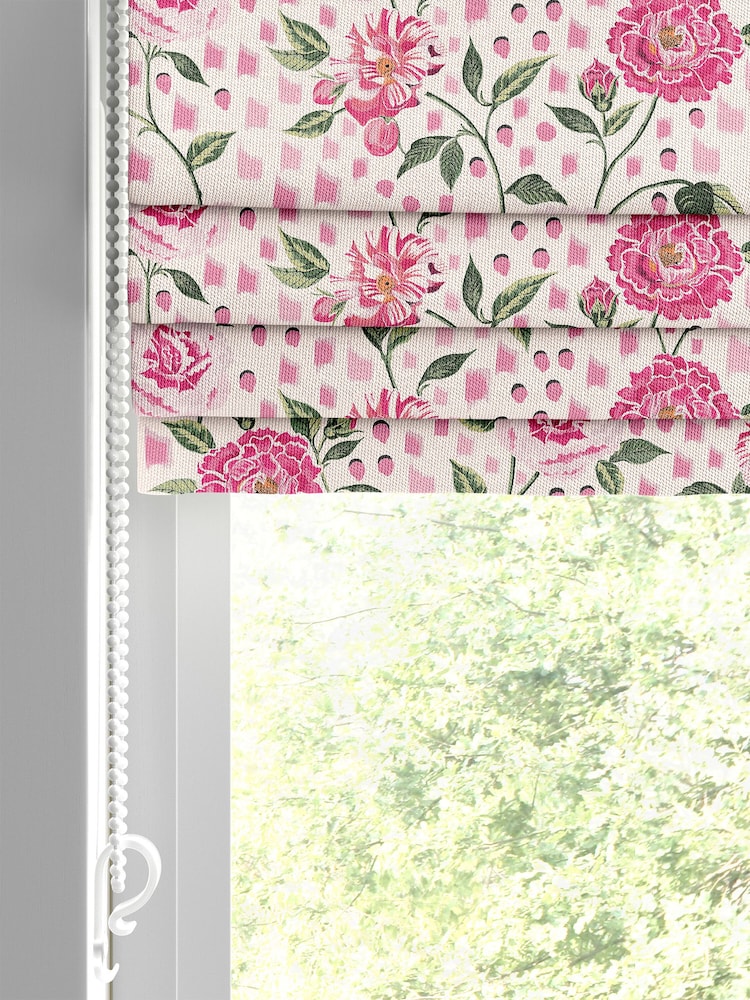Cath Kidston Pink Tea Rose Made To Measure Roman 100% Cotton Blinds - Image 2 of 6