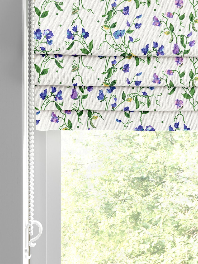 Cath Kidston Purple Sweet Pea Made To Measure Roman 100% Cotton Blinds - Image 2 of 6