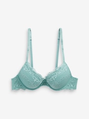 Green Push Up Pad Plunge Lace Bra - Image 5 of 5