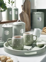 Set of 3 Sage Green Polka Dot 100% Cotton Elsie Tea Towels - Image 3 of 4