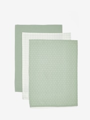 Set of 3 Sage Green Polka Dot 100% Cotton Elsie Tea Towels - Image 4 of 4