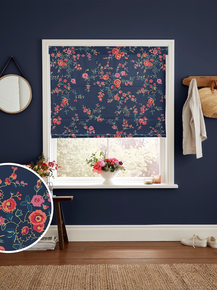 Cath Kidston Navy Millfield Blossom Made to Measure Roman Blinds - Image 1 of 6