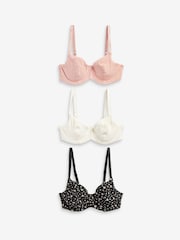 Print/Plain DD+ Rib & Cotton Balcony Bras 3 Pack - Image 2 of 5