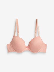 Plum Purple/Pink/Grey Marl Pad Plunge Cotton Blend Bras 3 Pack - Image 3 of 4