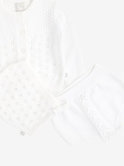 Blanco - Conjunto de regalo de 3 piezas de punto calado de algodón 100 % de The Little Tailor - Imagen 5 de 5