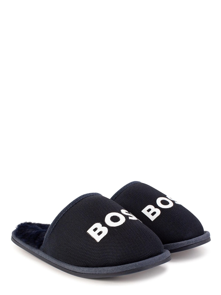 Granatowy - BOSS Logo Slippers - Image 4 of 7